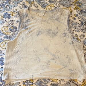 Lululemon Blue and White Tie-Dye Sleeveless Top